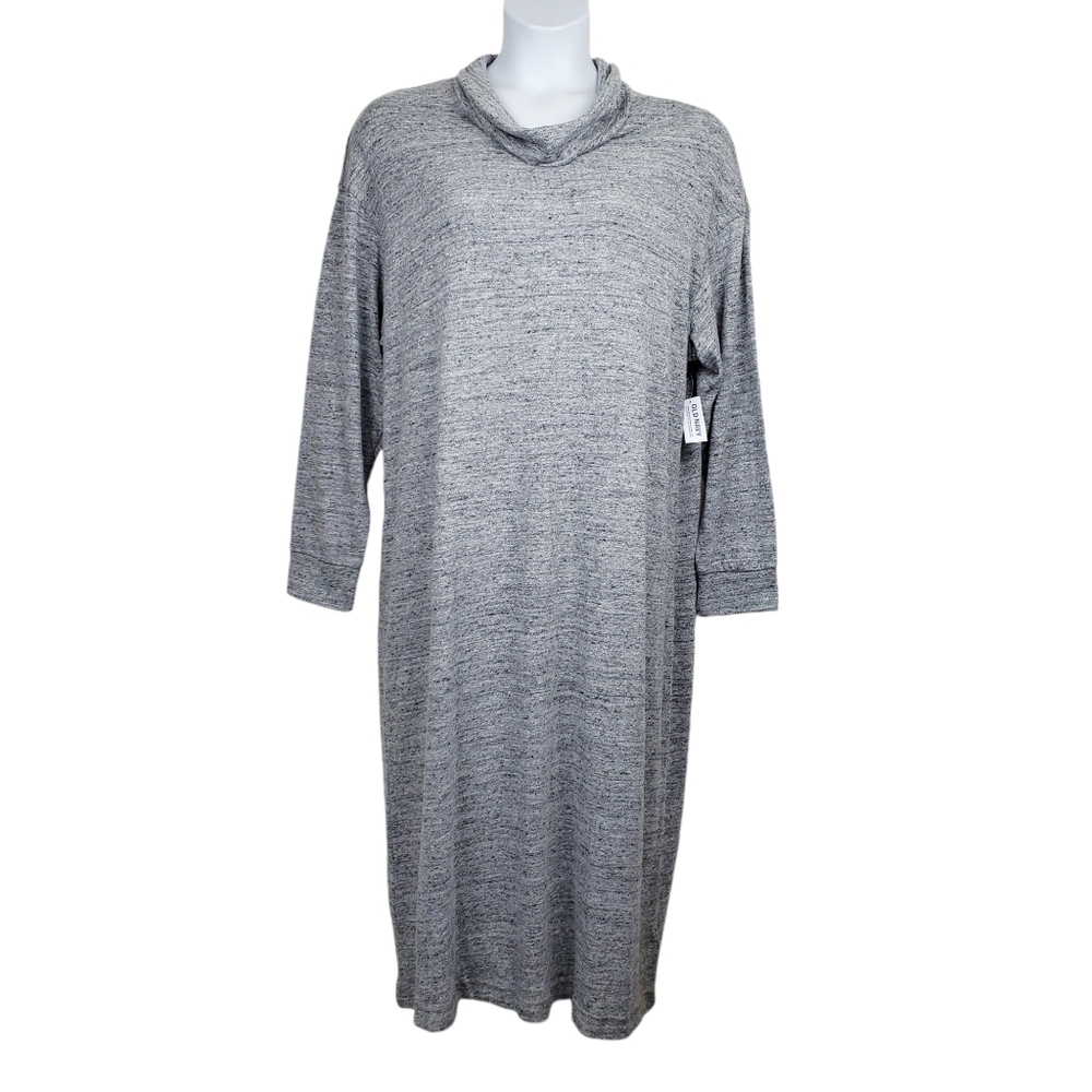 Old Navy Womens Heather Grey Turtleneck Shift Midi Dress Size XL NWT